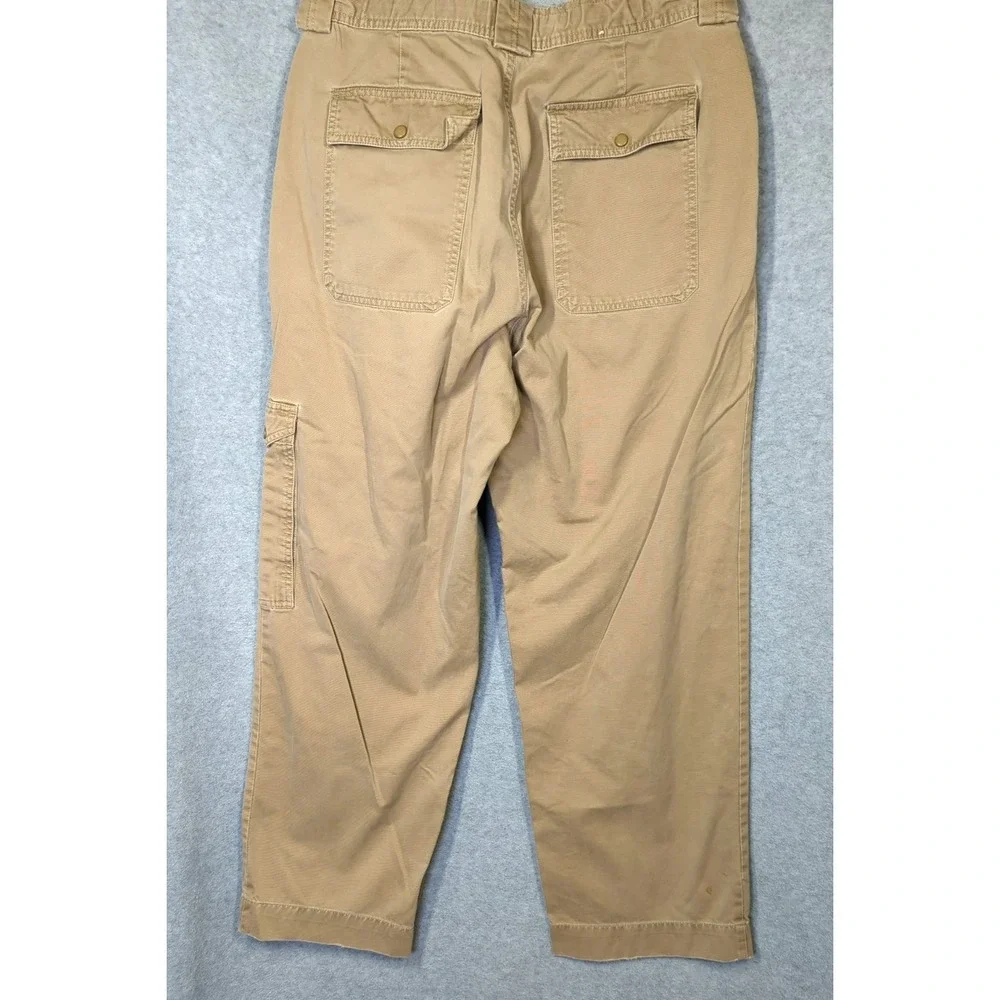 Vintage 2008 Gap Cargo Utility Pants Men M Beige Wide Straight Leg Patch Pockets